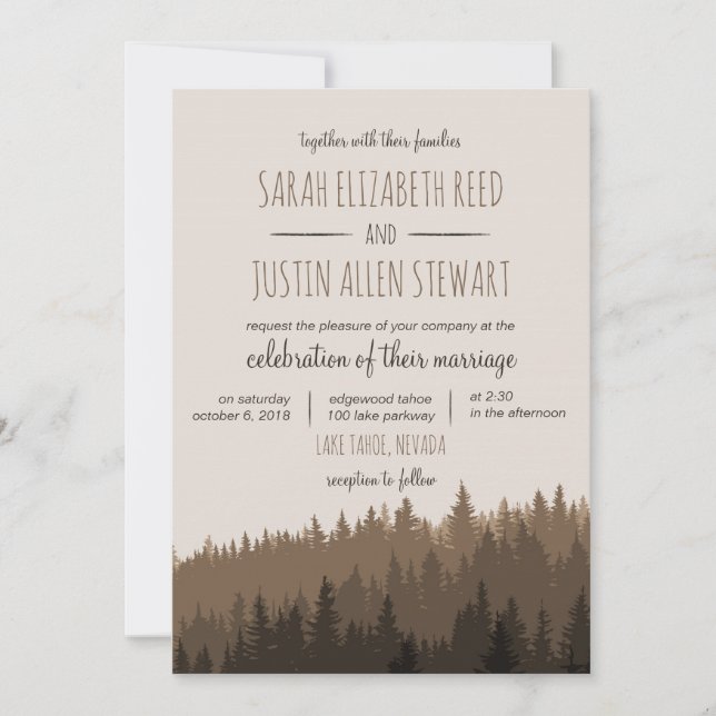 Invitación rústica del boda de la montaña en (Anverso)