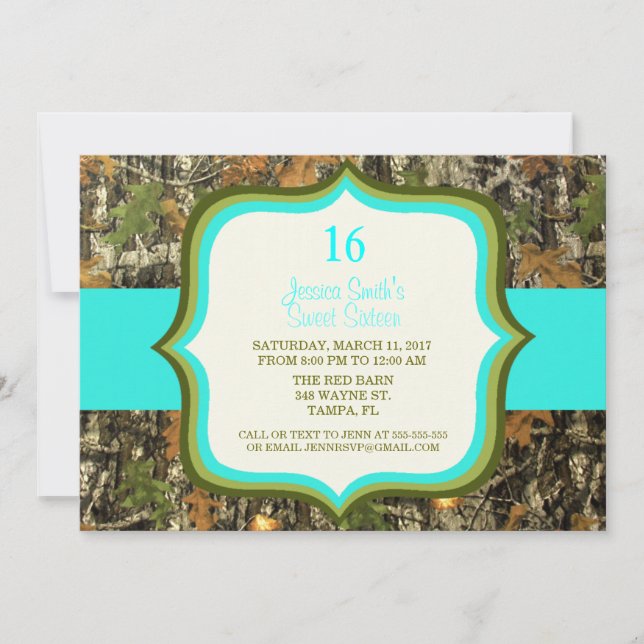 Invitación rústica del cumpleaños de Camo del (Anverso)