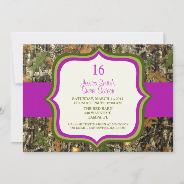 Invitación rústica del cumpleaños de Camo del (Anverso)