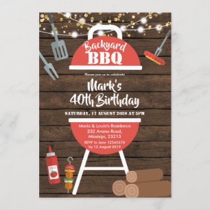 Invitación rústica del cumpleaños del Bbq del