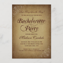 Invitación rústica del fiesta de Bachelorette del
