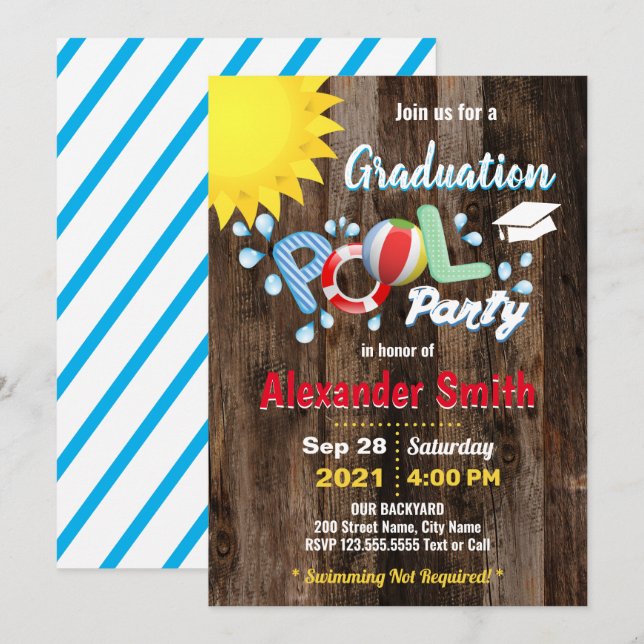 Invitación Rústica del Fiesta del grupo de graduac (Anverso / Reverso)