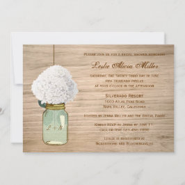 Invitación Rústica del país Mason Jar Hydrangea Bridal Shower