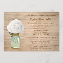 Invitación Rústica del país Mason Jar Hydrangea Bridal Shower