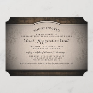 Invitación Rústica del Personalizado de eventos de