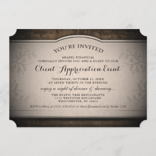 Invitación Rústica del Personalizado de eventos de