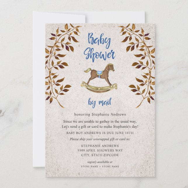 Invitación Rústica ducha de bebé por correo (Anverso)