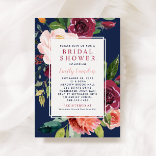Invitación Rústica ducha de Boda de la Marina Borgoña