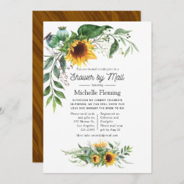 Invitación Rústica ducha de girasoles bohemias por correo