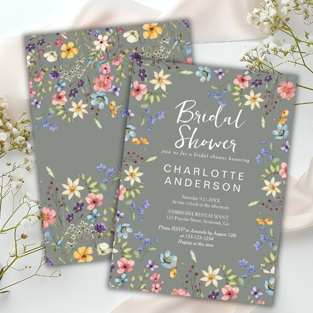 Invitación Rústica ducha de novia con flores silvestres (Subido por el creador)