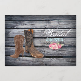 Invitación Rústica ducha de novia de Barn Wood Western Cowboy