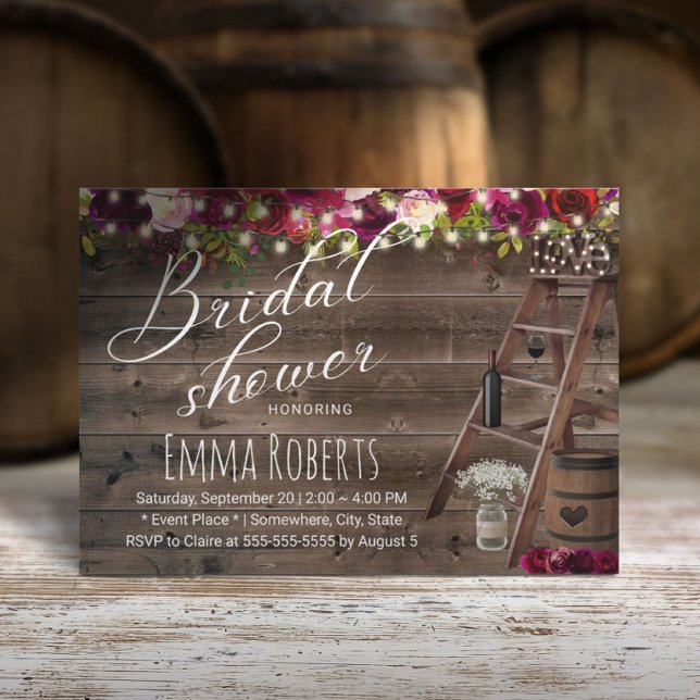 Invitación Rústica ducha de novia de barril de vino floral de (Subido por el creador)