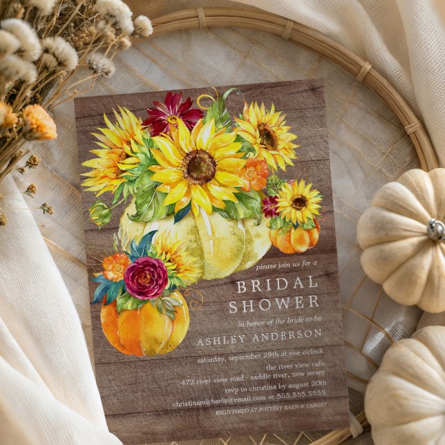 Invitación Rústica ducha de novia de la calabaza de girasol d (Subido por el creador)