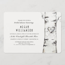 Invitación Rústica ducha de novia en árbol de birco blanco