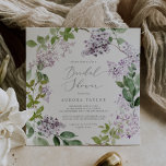 Invitación Rústica ducha de novia en la plaza Lilac<br><div class="desc">Esta rústica ducha cuadrada de lilac es perfecta para una ducha nupcial en primavera o verano. El romántico y elegante diseño floral presenta flores silvestres de lila morada con acuarelas y un ambiente rústico y acogedor.</div>