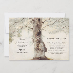 Invitación Rústica ducha de novia en roble