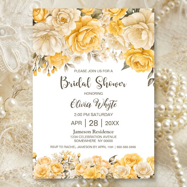 Invitación Rústica ducha de novia floral amarilla (Subido por el creador)
