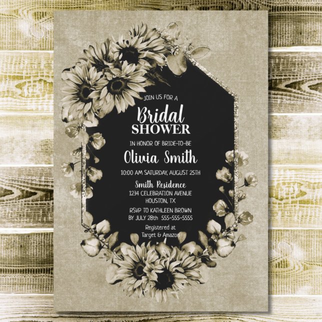 Invitación Rústica ducha de novia floral de girasol (Subido por el creador)