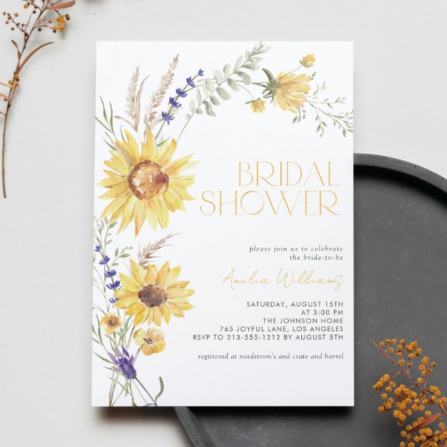 Invitación Rústica ducha de novia floral de lavanda de giraso (Easily personalize this amazing fall bridal shower invite for the perfect rustic event!)