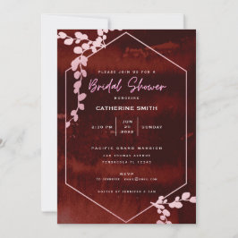 Invitación Rústica ducha de novia floral rosa borgoñona