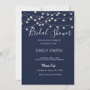 Invitación Rústica ducha de novia luces de cuerda blancas
