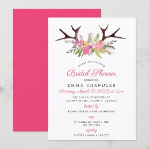 Invitación Rústica ducha de novias con cuerdas y flores