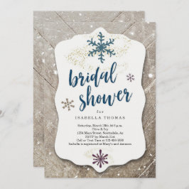 Invitación Rústica ducha de novias con nieve en invierno