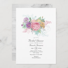 Invitación Rústica ducha de novias con primavera floral