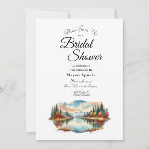 Invitación Rústica ducha de novias en la orilla del lago otoñ