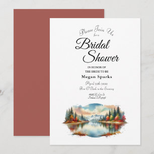 Invitación Rústica ducha de novias en la orilla del lago otoñ