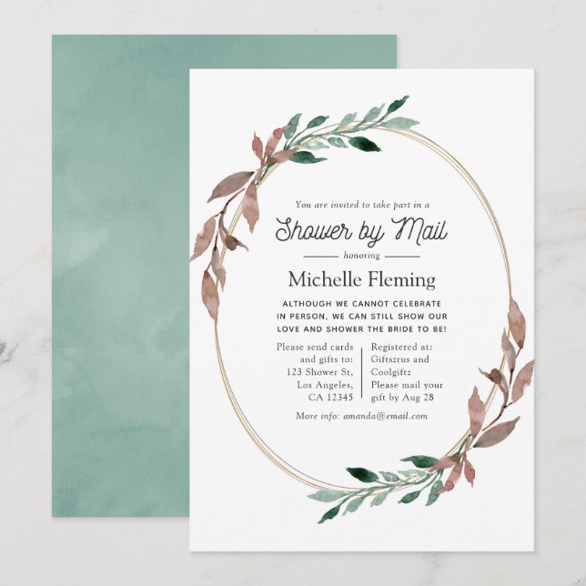 Invitación Rústica ducha de vegetación por correo (Anverso / Reverso)