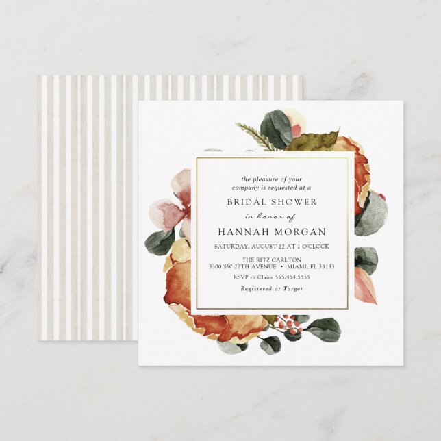Invitación Rústica ducha nupcial de otoño (Anverso / Reverso)