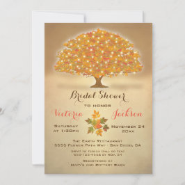 Invitación Rústica ducha nupcial de otoño con luces de trineo