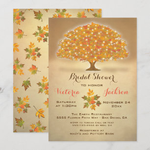 Invitación Rústica ducha nupcial de otoño con luces de trineo