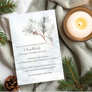 Invitación Rústica ducha nupcial en invierno blanco
