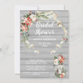 Invitación Rústica ducha nupcial floral de bosque de invierno