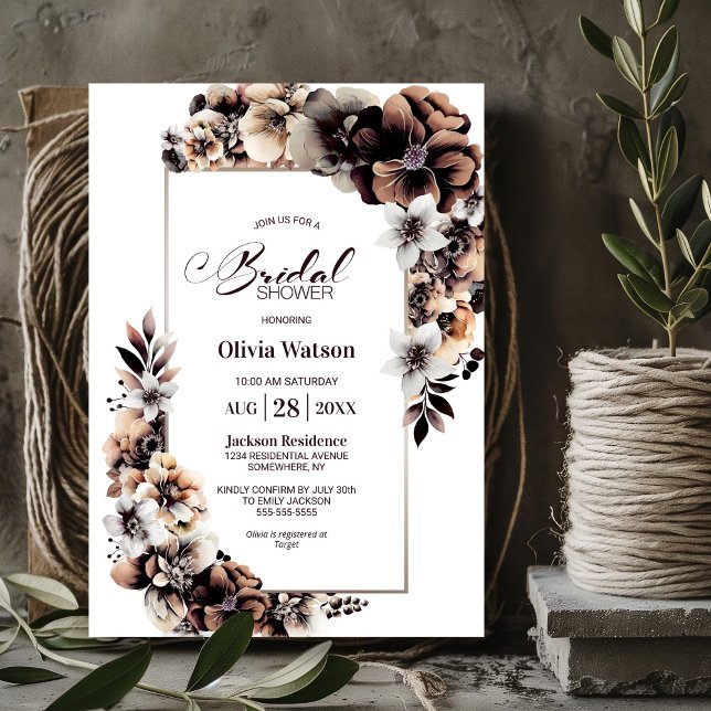 Invitación Rústica ducha nupcial floral otoñal (Subido por el creador)