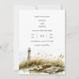 Invitación Rústica Dune Picnic y Faro Boda en Playa