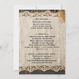 Invitación Rústica elegancia Boda Burlap Lace Barnwood