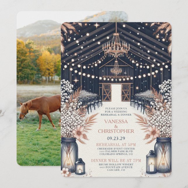 Invitación Rústica elegancia Boda ensayo (Anverso / Reverso)