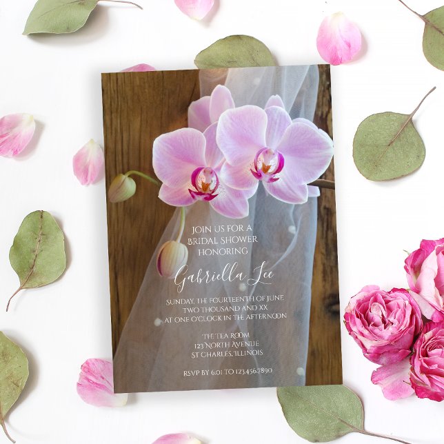 Invitación Rústica elegancia de orquídeas Barn Bridal Ducha (Subido por el creador)