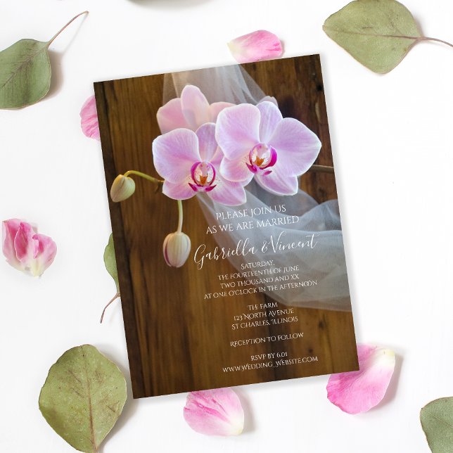 Invitación Rústica elegancia de orquídeas Boda de campo (Subido por el creador)