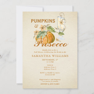 Invitación Rústica elegante calabaza de otoño Prosecco ducha 