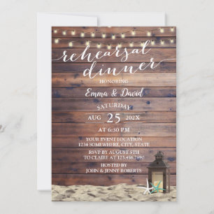 Invitación Rústica farolilla de playa y estrellado Encender