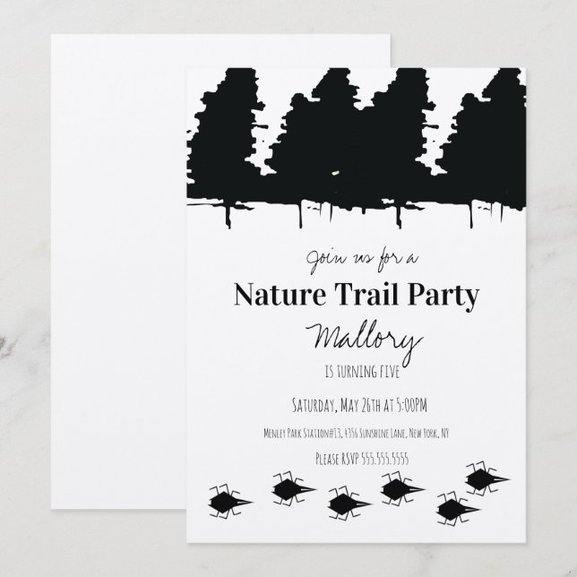 Invitación Rústica fiesta de cumpleaños de Nature Trail Woods (Anverso / Reverso)