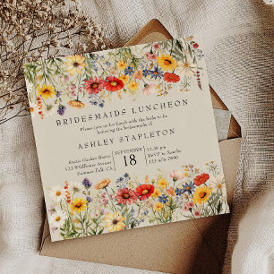 Invitación Rústica Flor silvestre cálida Floral Bridesmaids L