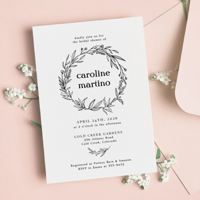 Invitación Rústica flor silvestre Wreath Bridal Shower (Subido por el creador)