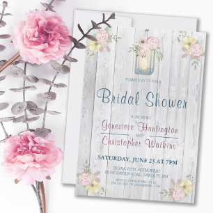 Invitación Rústica Floral Barn Wood Lantern Bridal Shower