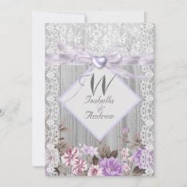 Invitación Rústica Floral Boda Lavender Lace