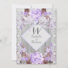 Invitación Rústica Floral Boda Lavender Lace 2